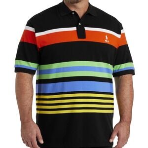 Polo Ralph Lauren Men's Black Multi Stripe Cotton Polo Shirt LT MSRP $138 New